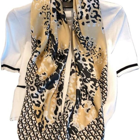 Women's satin square silk scarf - Picture 4 of 5